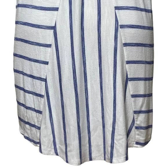 Chico's White/Blue Striped ¾ Sleeve Back Detail Knit Tunic 100% Cotton 1 US 4/6 - Picture 12 of 16